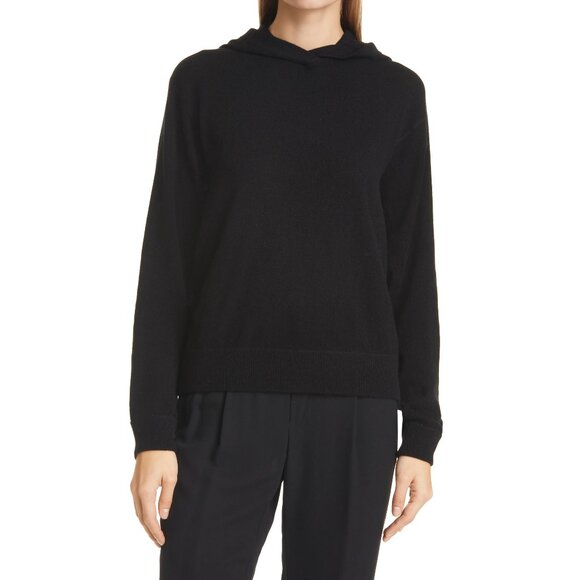 Vince Overlap Wool Cashmere Hoodie XL Black - Picture 2 of 12